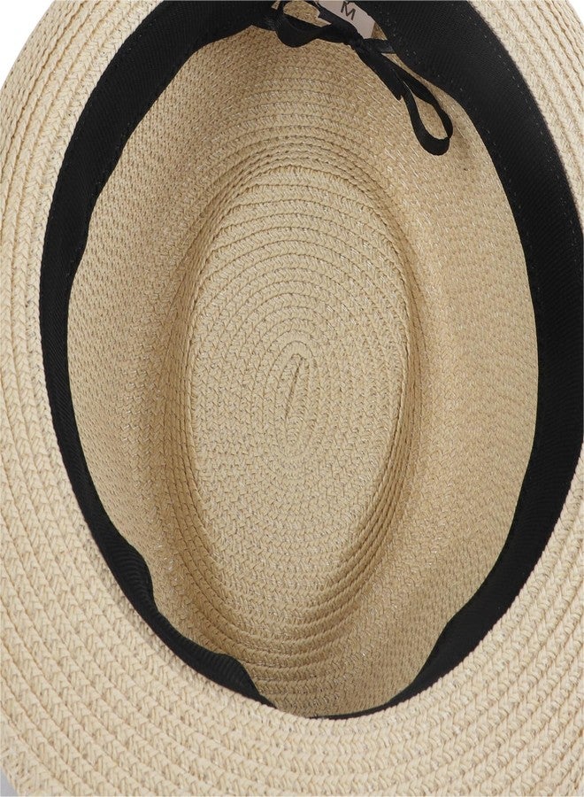 Holiberty Kids Straw Fedora Panama Hat Toddler Short Brim Summer Sun Beach Cap Western Trilby Derby Jazz Hat for Boys Girls 2-8 Yrs - Image 5